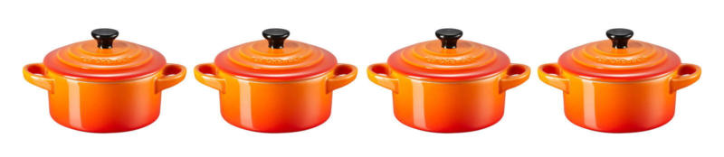 LE CREUSET Mini-Cocotte 4er-Set 10cm Ofenrot