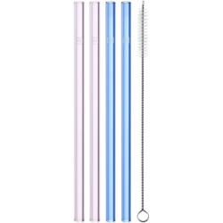 Leonardo 4er-Set Glastrinkhalme inkl. Bürste