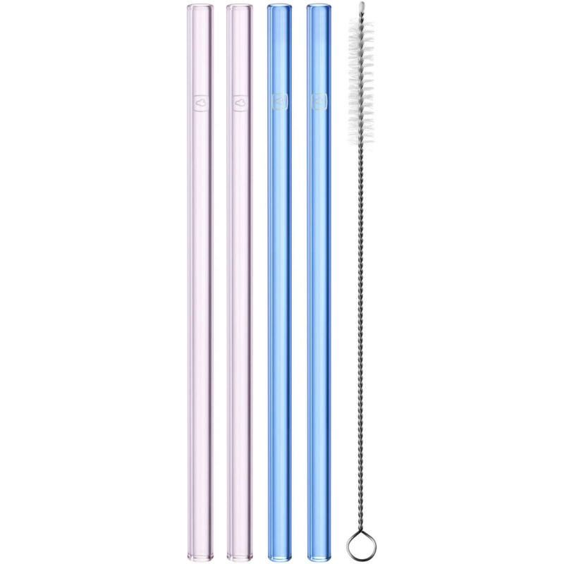 Leonardo 4er-Set Glastrinkhalme inkl. Bürste