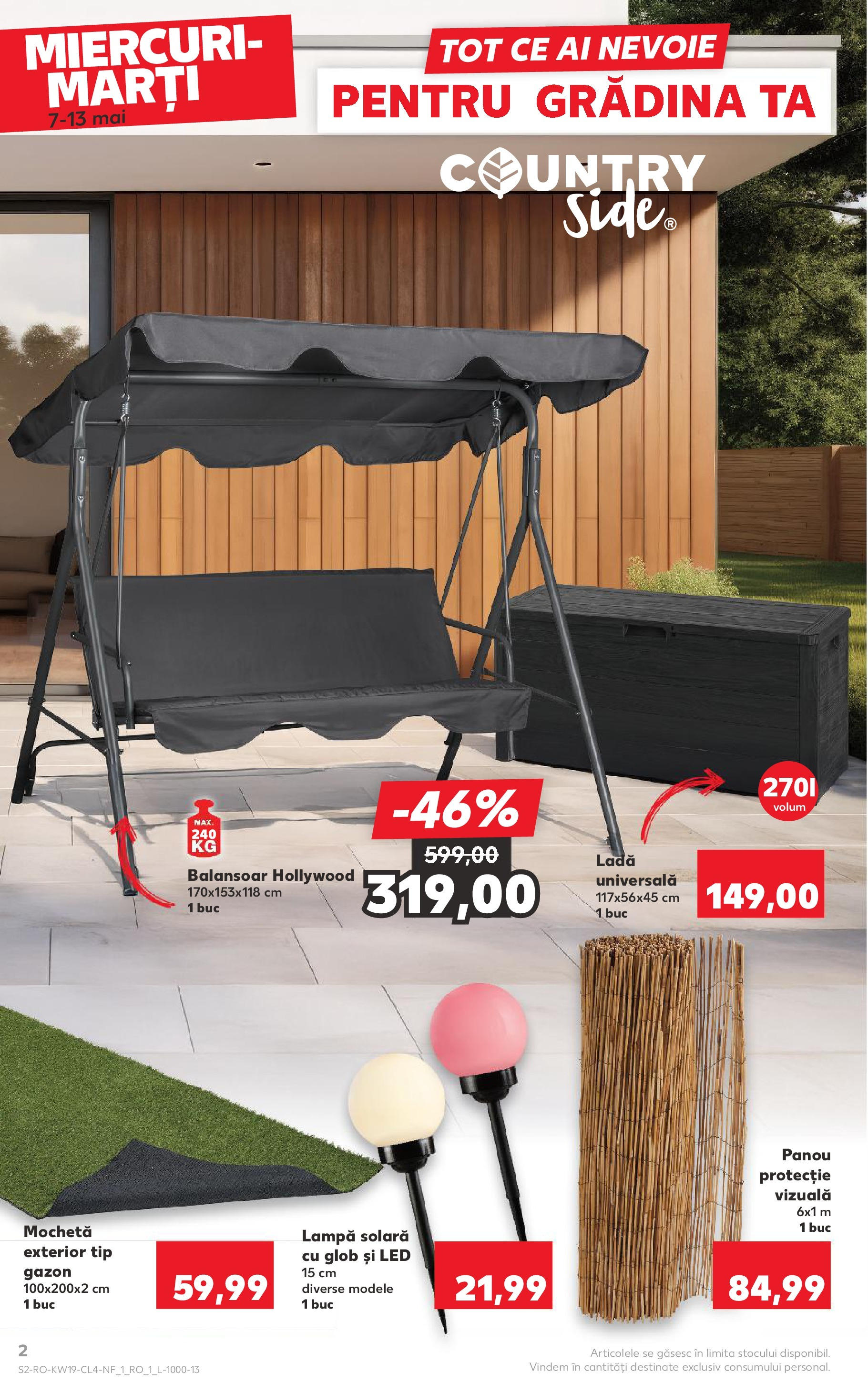 Catalog Kaufland - Bucureşti 07.05.2025 - Revista si Oferta | Pagină: 2 | Produse: Mochetă, Babak, Balansoar, Lampă