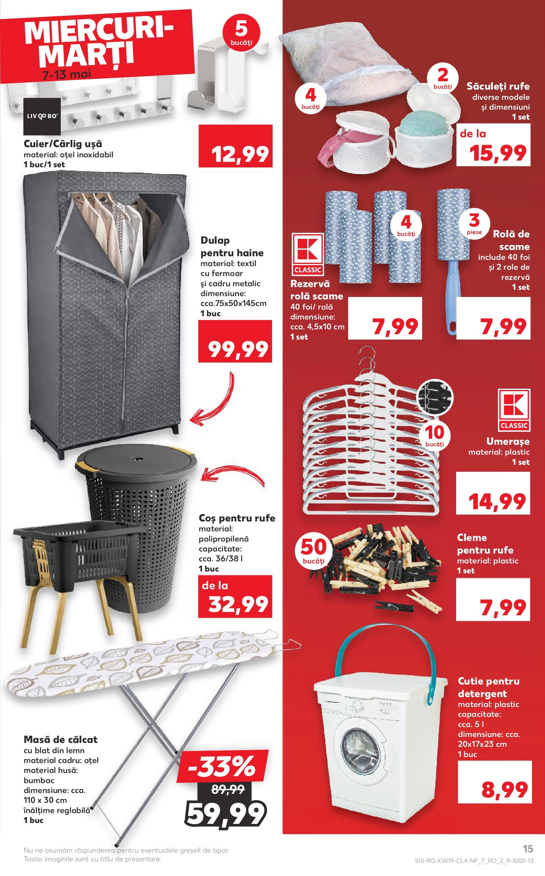 Catalog Kaufland - Bucureşti 07.05.2025 - Revista si Oferta | Pagină: 15 | Produse: Coș, Cutie, Haine, Masă de călcat