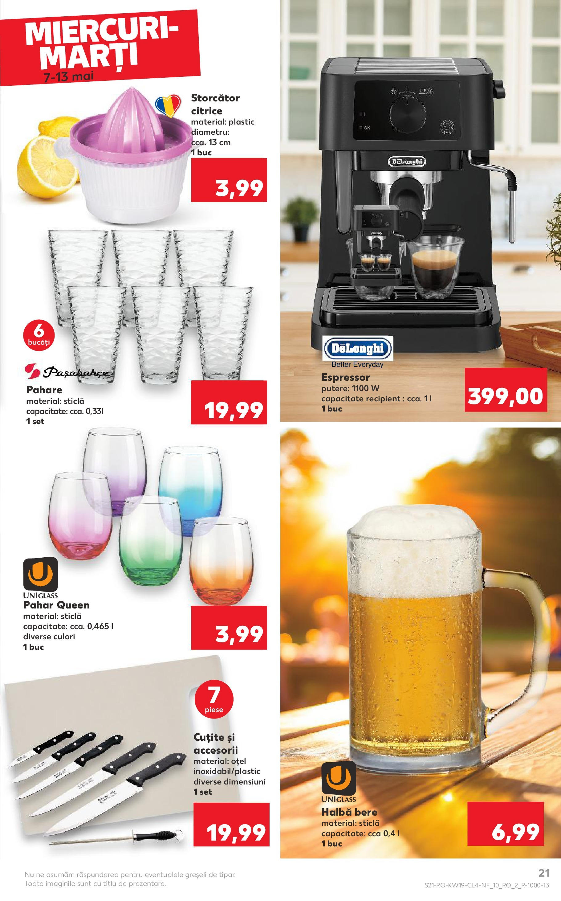 Catalog Kaufland - Bucureşti 07.05.2025 - Revista si Oferta | Pagină: 21 | Produse: Espressor, Pahare, Storcător, Bere