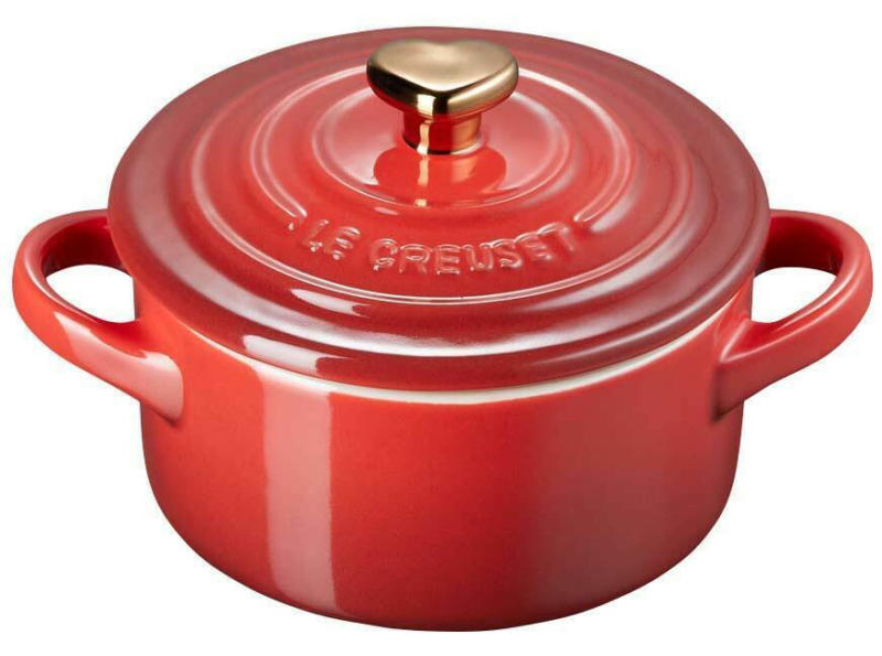 LE CREUSET Mini-Cocotte krischrot 10 cm HEART COLLECTION