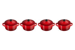 LE CREUSET Mini-Cocotte 4er-Set 10cm Kirschrot