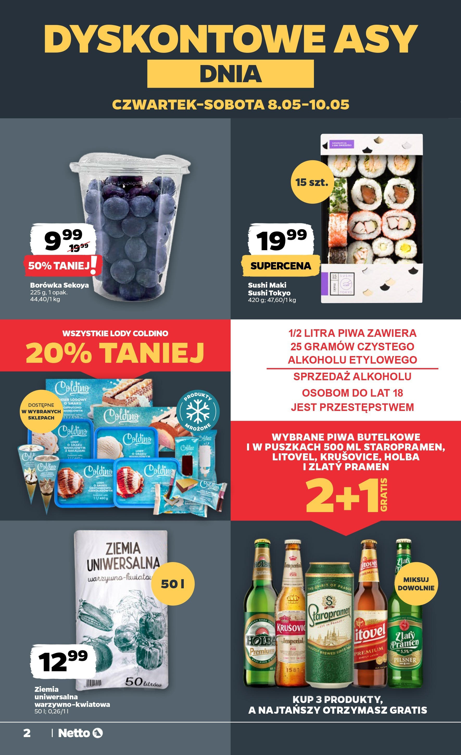 Netto gazetka od 08.05.2025 | Promocje | Strona: 2 | Produkty: Ziemia uniwersalna, Ziemia, Sushi, Lody Netto gazetka od 08.05.2025 - Aktualne promocje | Strona: 2 | Produkty: Ziemia uniwersalna, Ziemia, Sushi, Lody