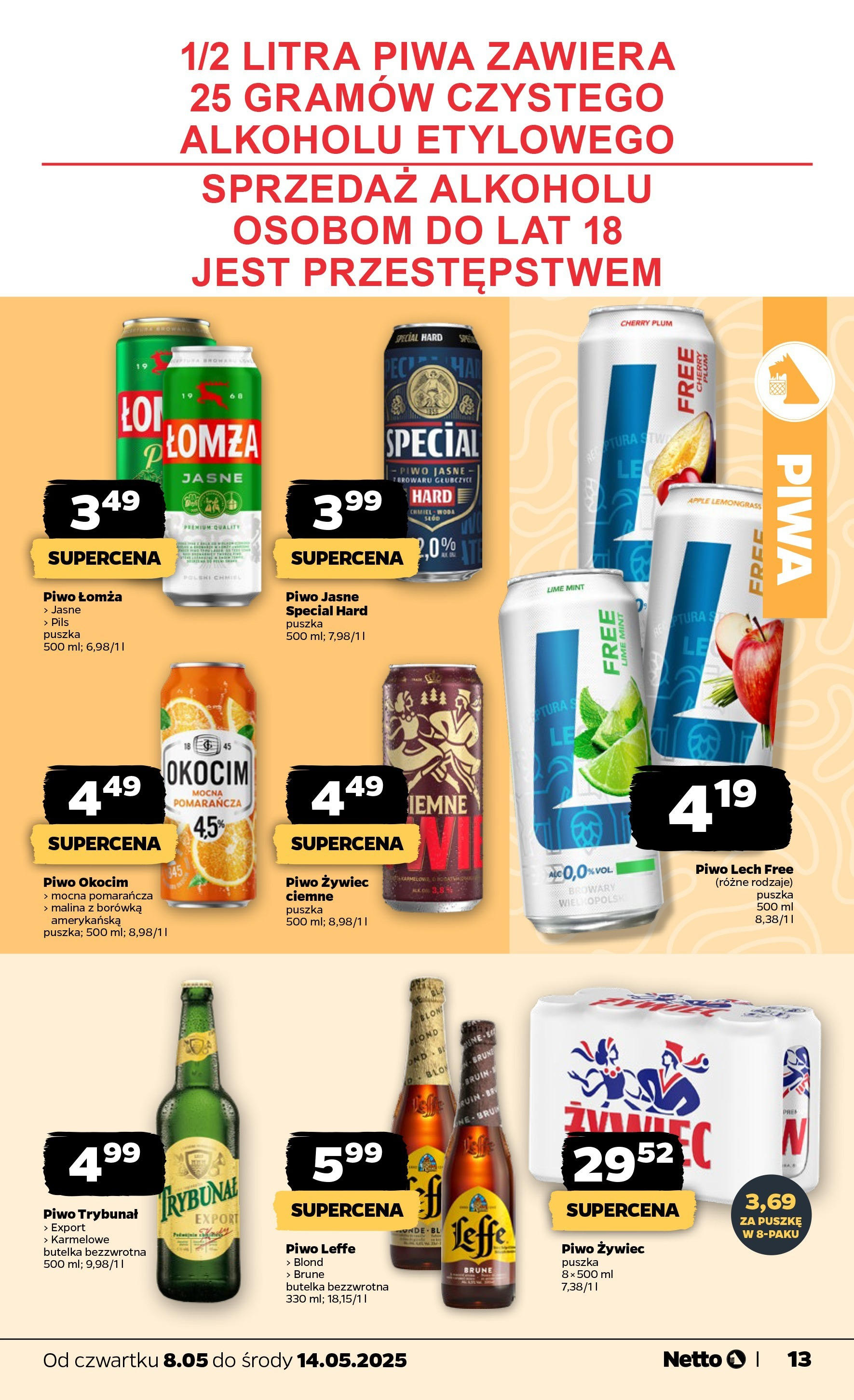 Netto gazetka od 08.05.2025 | Promocje | Strona: 13 | Produkty: Malina, Borówka amerykańska, Piwo, Woda Netto gazetka od 08.05.2025 - Aktualne promocje | Strona: 13 | Produkty: Malina, Borówka amerykańska, Piwo, Woda