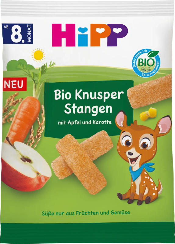 HiPP Babysnack Knusperstangen mit Apfel & Karotte ab dem 8. Monat