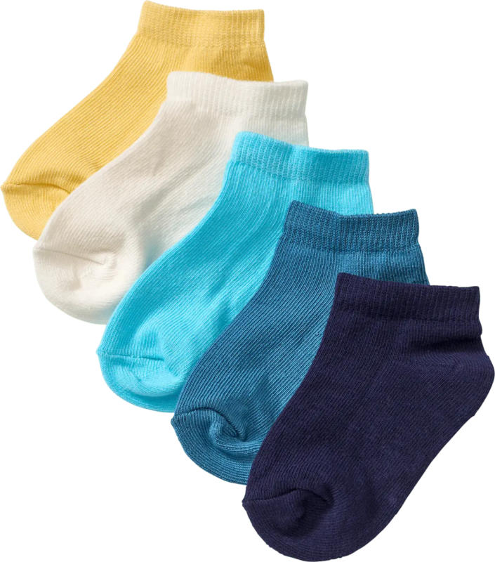 PUSBLU Sneaker Socken, gelb + weiß + blau, Gr. 27/29