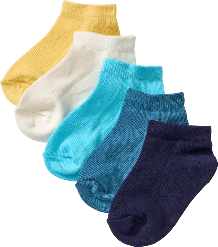 PUSBLU Sneaker Socken, gelb + weiß + blau, Gr. 19/22