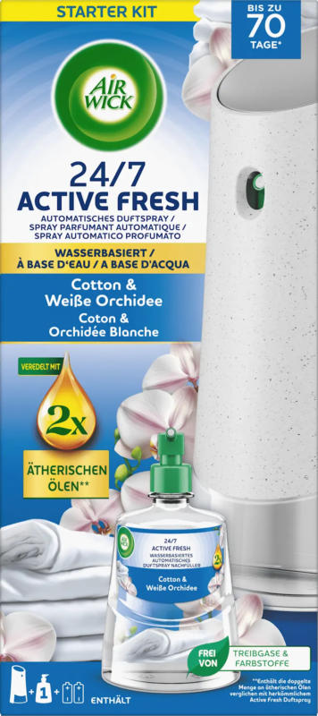 AirWick Lufterfrischer Active Fresh Cotton & Weiße Orchidee Starterset