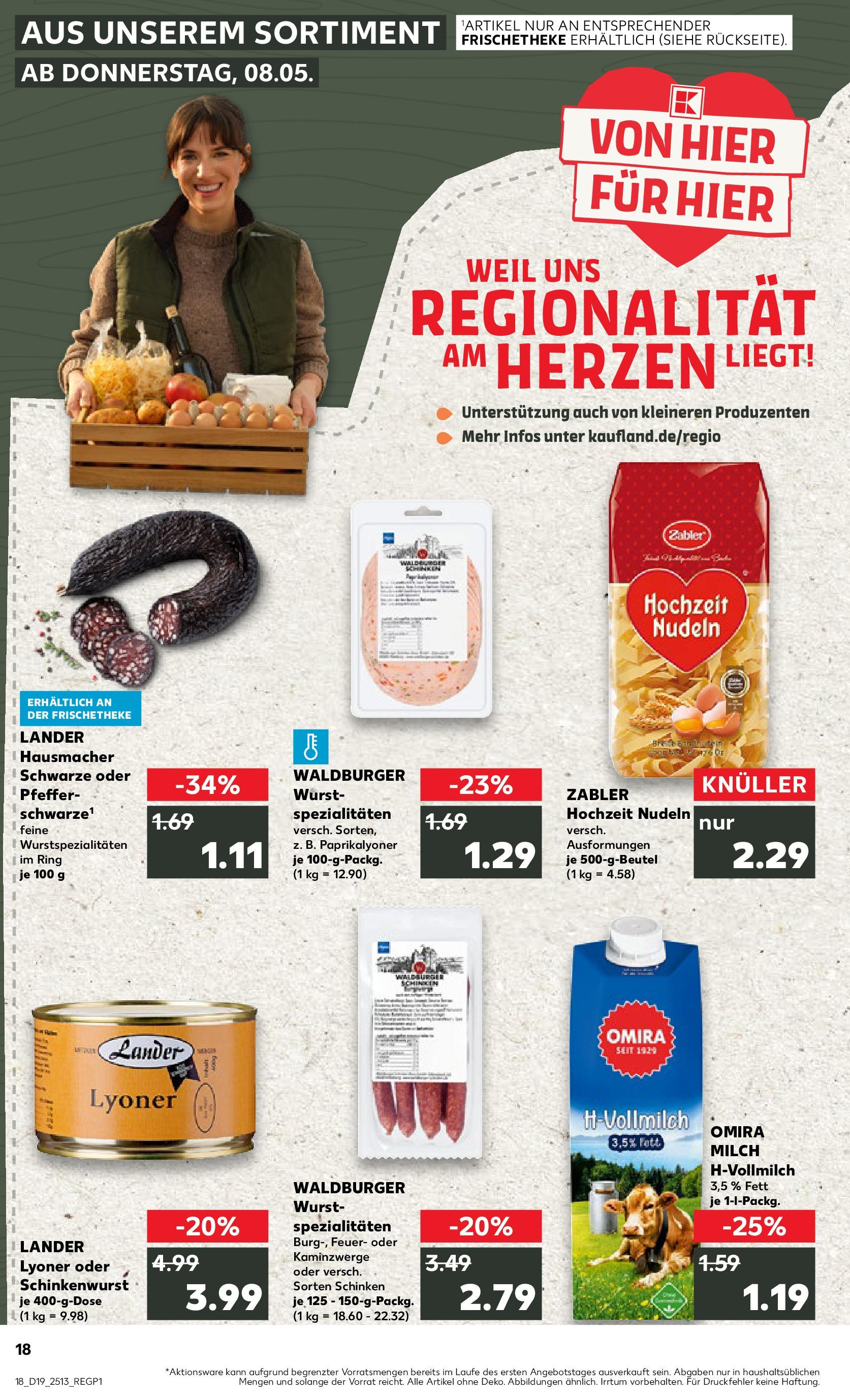 Kaufland - Kaufland: Wochenangebote (ab 07.05.2025) » Angebote Online | Seite: 18 | Produkte: Milch, Wurst, Schinken, Nudeln Kaufland - Kaufland: Wochenangebote (ab 07.05.2025) » Angebote Online zum Blättern | Seite: 18 | Produkte: Milch, Wurst, Schinken, Nudeln