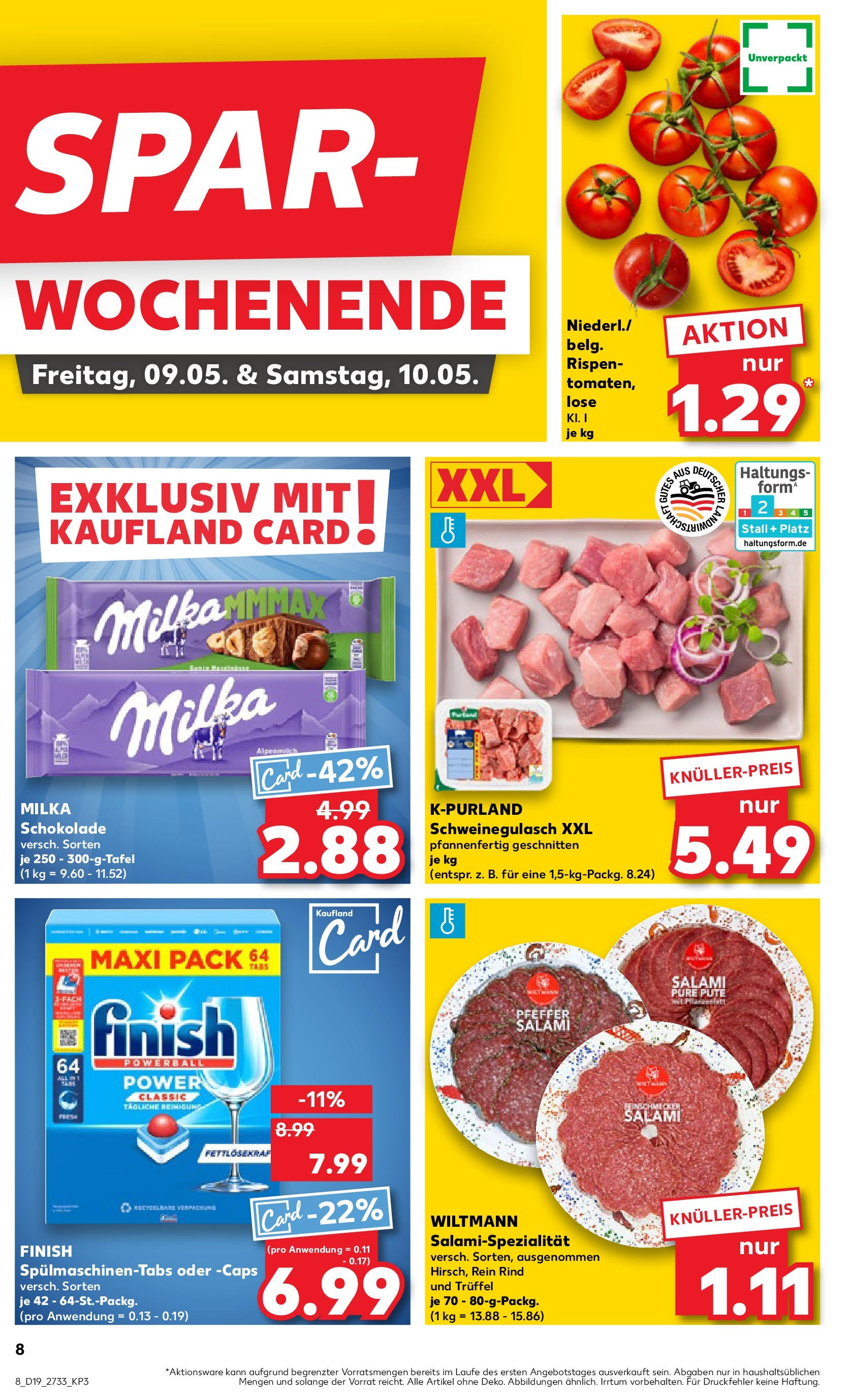 Kaufland - Kaufland: Wochenangebote (ab 07.05.2025) » Angebote Online | Seite: 8 | Produkte: Schweinegulasch, Milka schokolade, Finish, Salami Kaufland - Kaufland: Wochenangebote (ab 07.05.2025) » Angebote Online zum Blättern | Seite: 8 | Produkte: Schweinegulasch, Milka schokolade, Finish, Salami