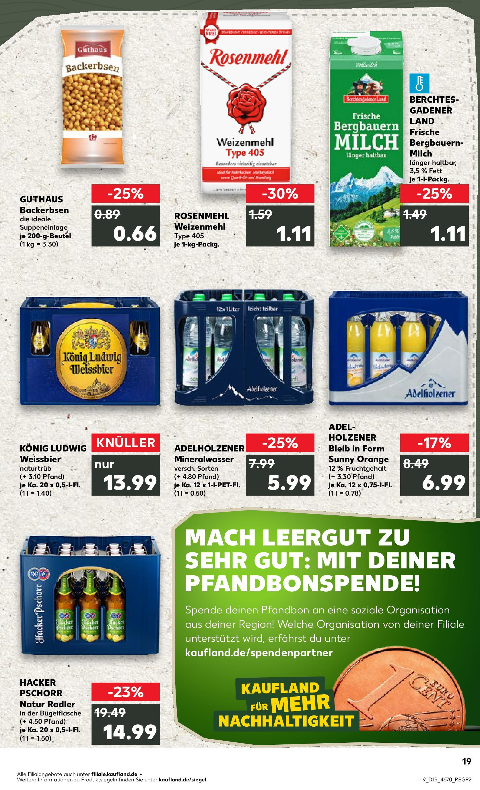 Kaufland - Kaufland: Wochenangebote (ab 07.05.2025) » Angebote Online | Seite: 19 | Produkte: Milch, Weißbier, Adelholzener, Weizenmehl Kaufland - Kaufland: Wochenangebote (ab 07.05.2025) » Angebote Online zum Blättern | Seite: 19 | Produkte: Milch, Weißbier, Adelholzener, Weizenmehl