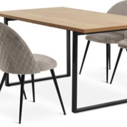 JYSK AABENRAA 160 stejar + 4 KOKKEDAL catifea gri