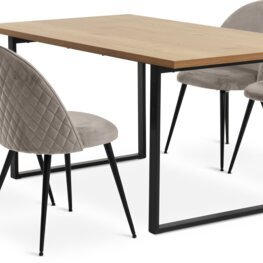 JYSK AABENRAA 160 stejar + 4 KOKKEDAL catifea gri