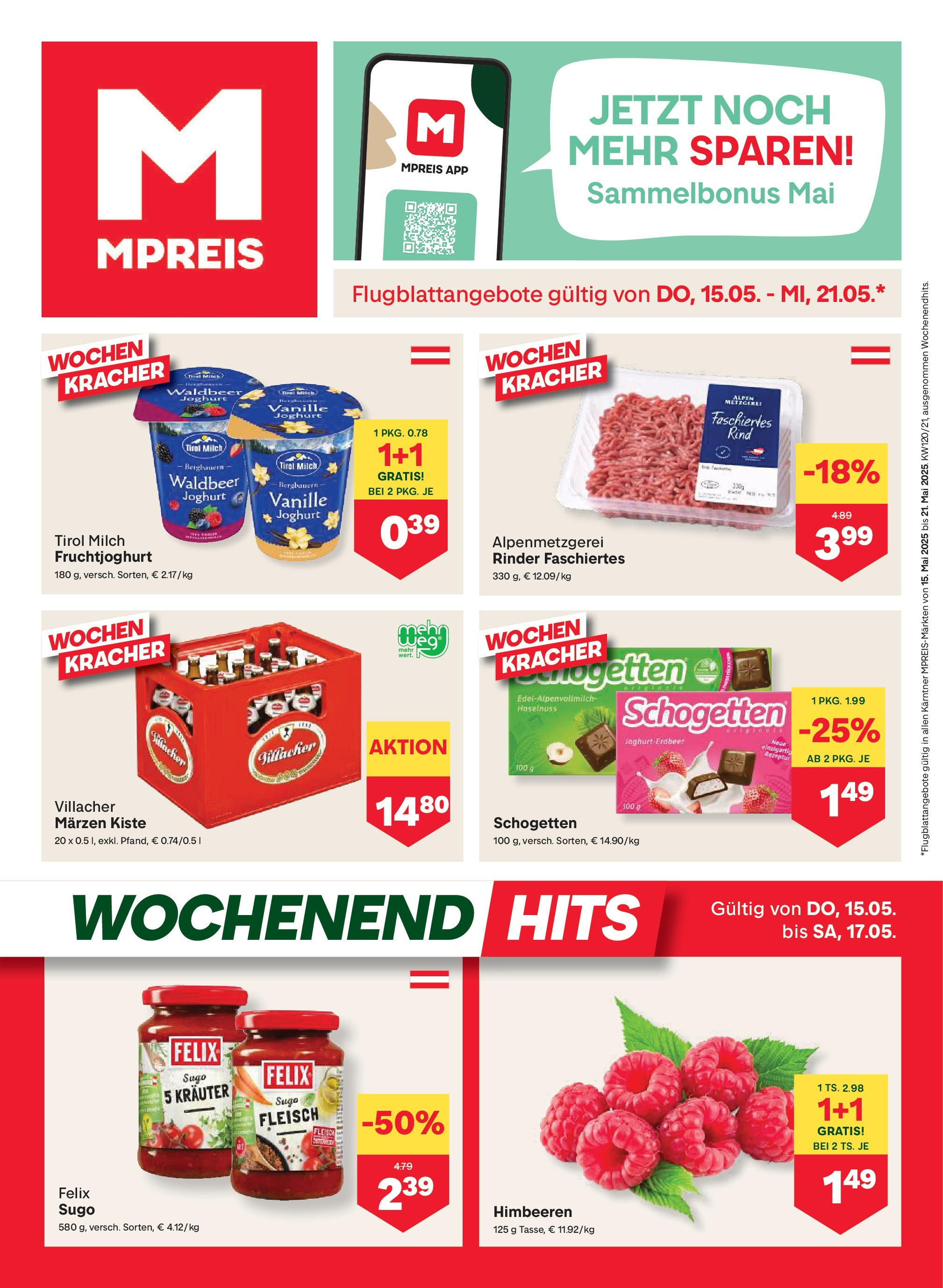 MPREIS Kärnten von 15.05.2025 - Aktuelle Angebote | Seite: 1 | Produkte: Milch, Joghurt