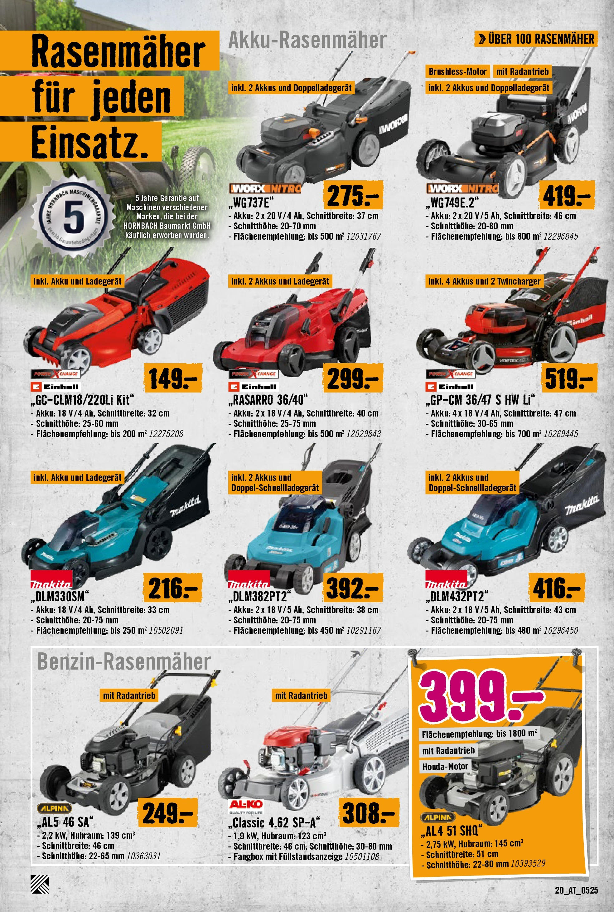 Hornbach Flugblatt (07.05.2025) || Aktuelle Angebote | Seite: 20 | Produkte: Rasenmäher Hornbach Flugblatt von 07.05.2025 - Aktuelle Angebote | Seite: 20 | Produkte: Rasenmäher