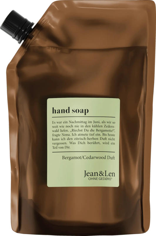 Jean&Len Flüssigseife bergamot & cedarwood, Nachfüllpack