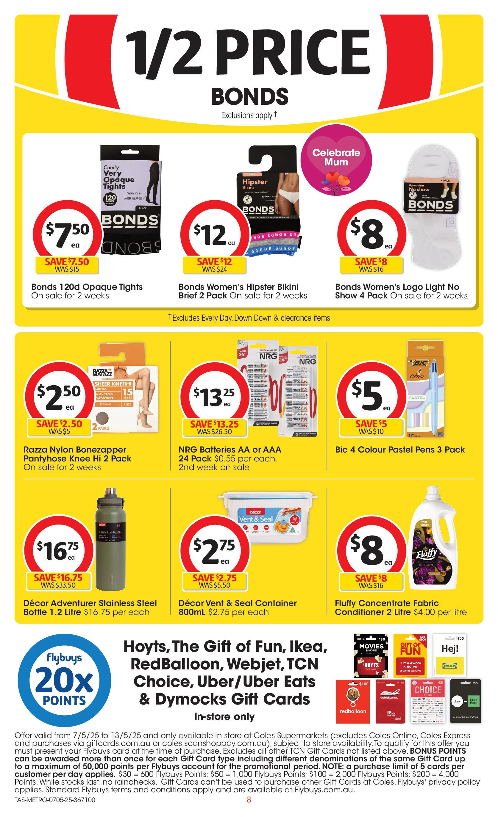 Coles catalogue from 06/05/2025 > Big discounts | Page: 8 | Products: Decor, Light, Conditioner, Tights Coles catalogue valid from 06/05/2025 > Online Australia | Page: 8 | Products: Decor, Light, Conditioner, Tights