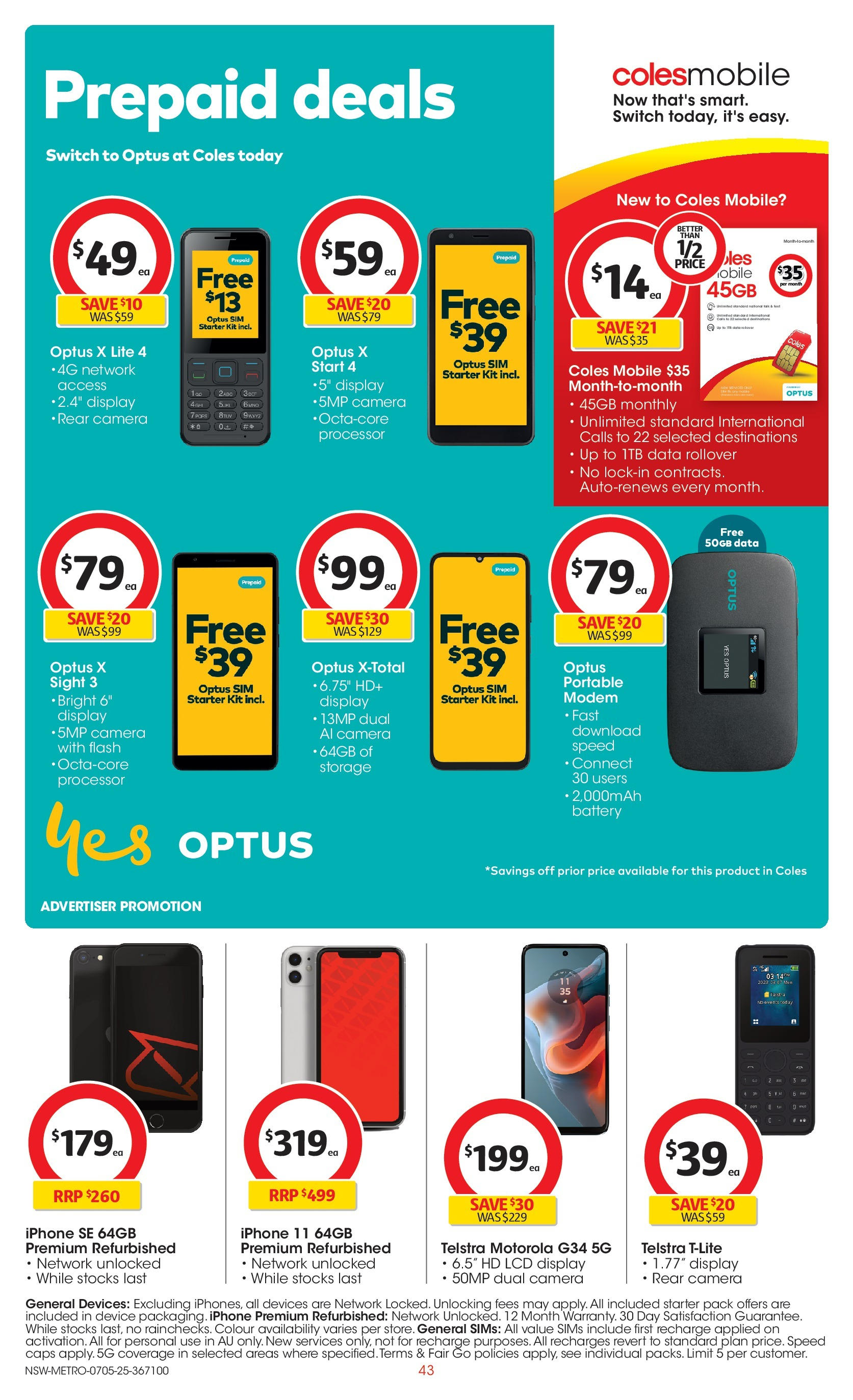 Coles catalogue from 06/05/2025 > Big discounts | Page: 43 | Products: Device, Camera, Modem, Mobile Coles catalogue valid from 06/05/2025 > Online Australia | Page: 43 | Products: Device, Camera, Modem, Mobile