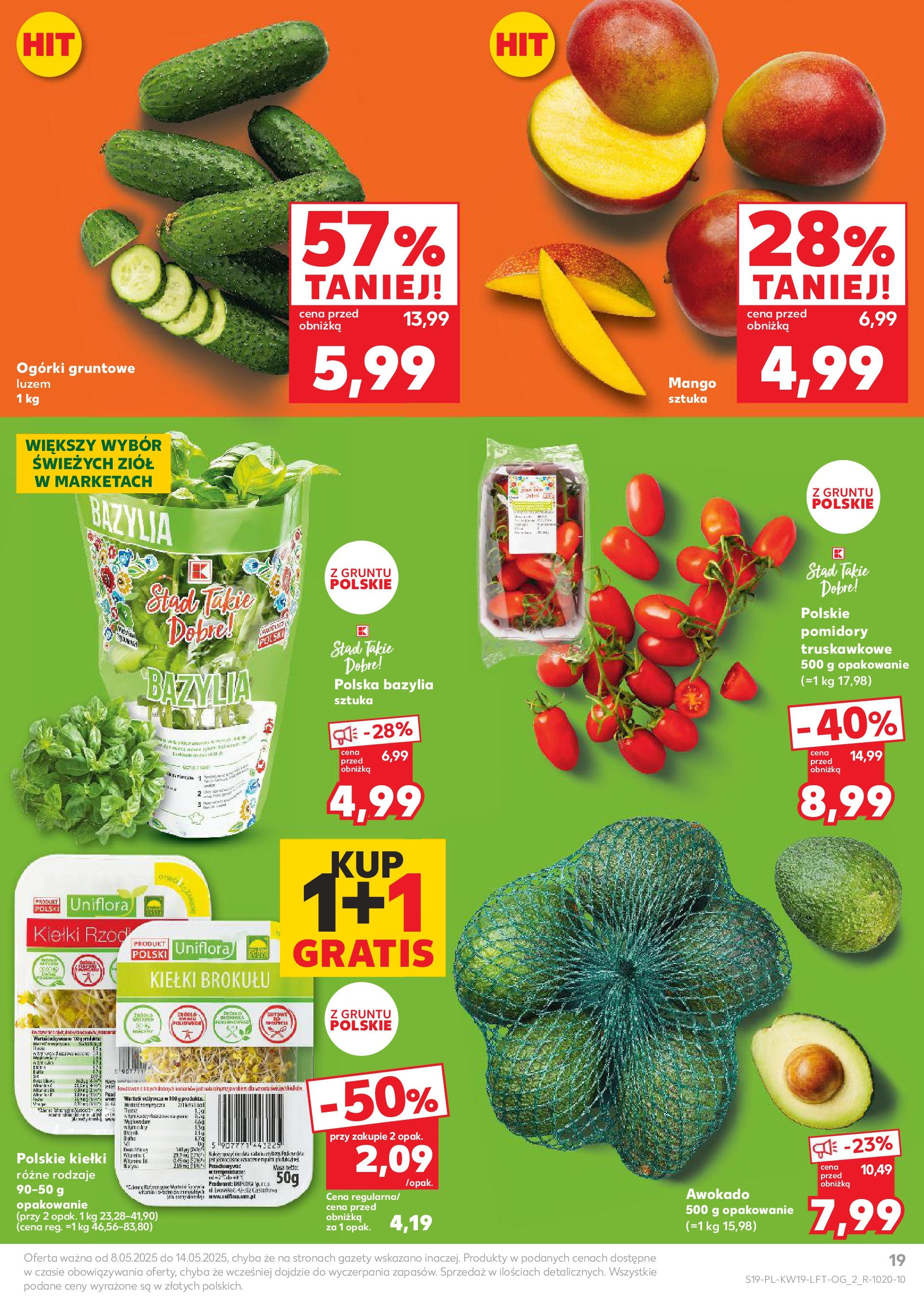 Kaufland gazetka (08.05.2025) - od jutra | Strona: 19 | Produkty: Bazylia, Ogórki, Awokado, Ogórki gruntowe Kaufland gazetka od 08.05.2025 - od jutra PDF | Strona: 19 | Produkty: Bazylia, Ogórki, Awokado, Ogórki gruntowe