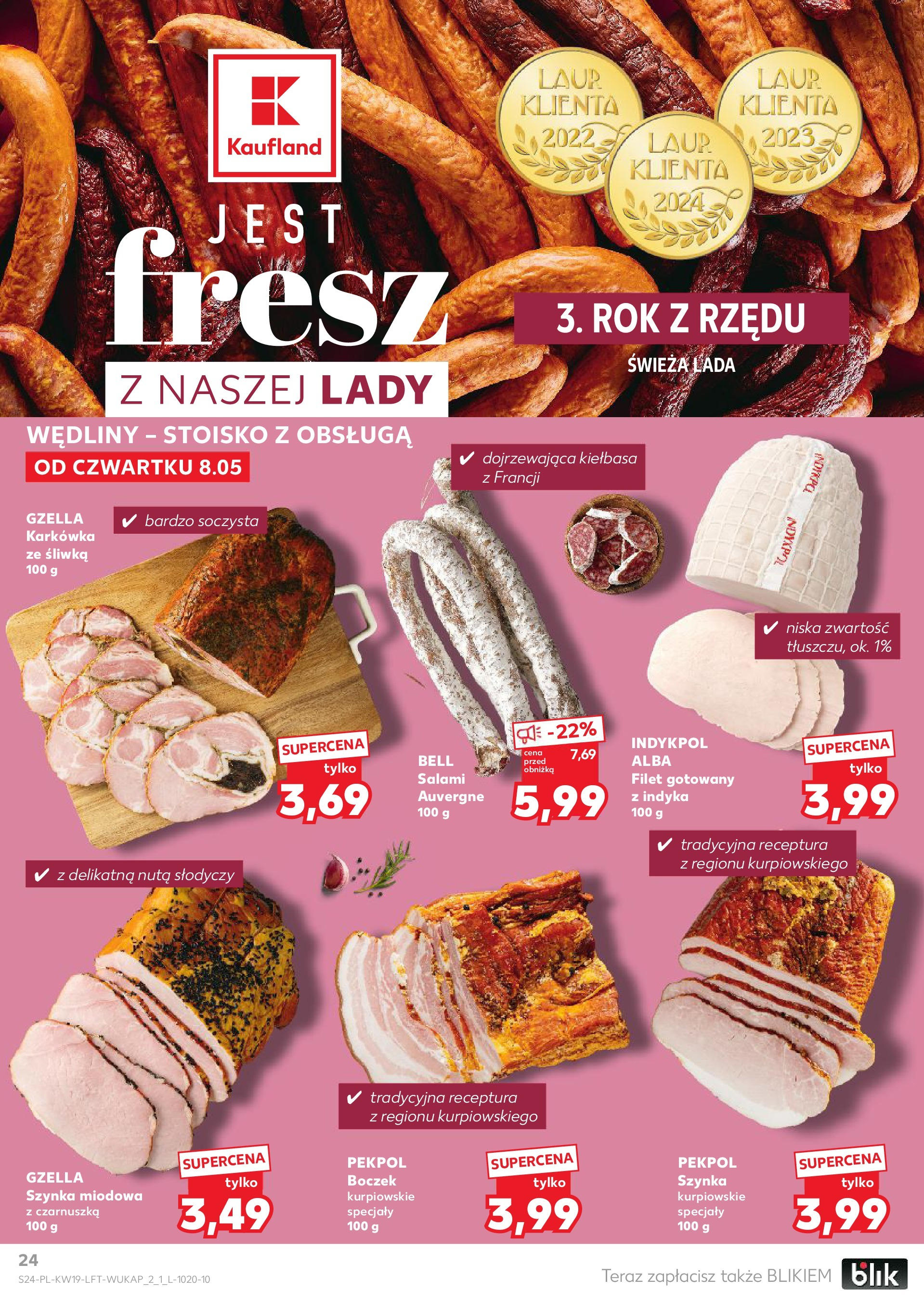 Kaufland gazetka (08.05.2025) - od jutra | Strona: 24 | Produkty: Kiełbasa, Bell, Boczek, Salami Kaufland gazetka od 08.05.2025 - od jutra PDF | Strona: 24 | Produkty: Kiełbasa, Bell, Boczek, Salami
