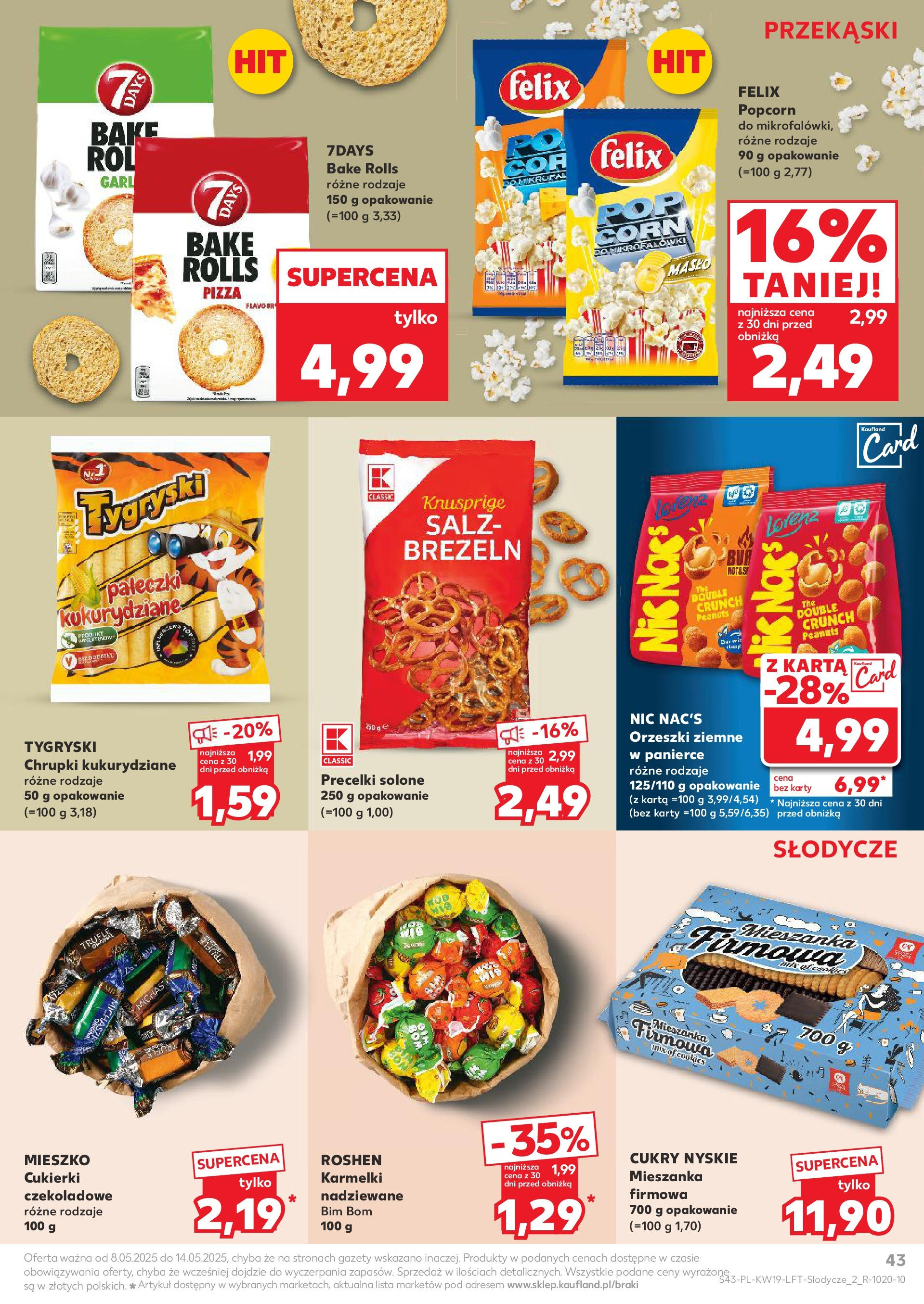 Kaufland gazetka (08.05.2025) - od jutra | Strona: 43 | Produkty: Karta, Orzeszki ziemne, Pizza, Popcorn Kaufland gazetka od 08.05.2025 - od jutra PDF | Strona: 43 | Produkty: Karta, Orzeszki ziemne, Pizza, Popcorn