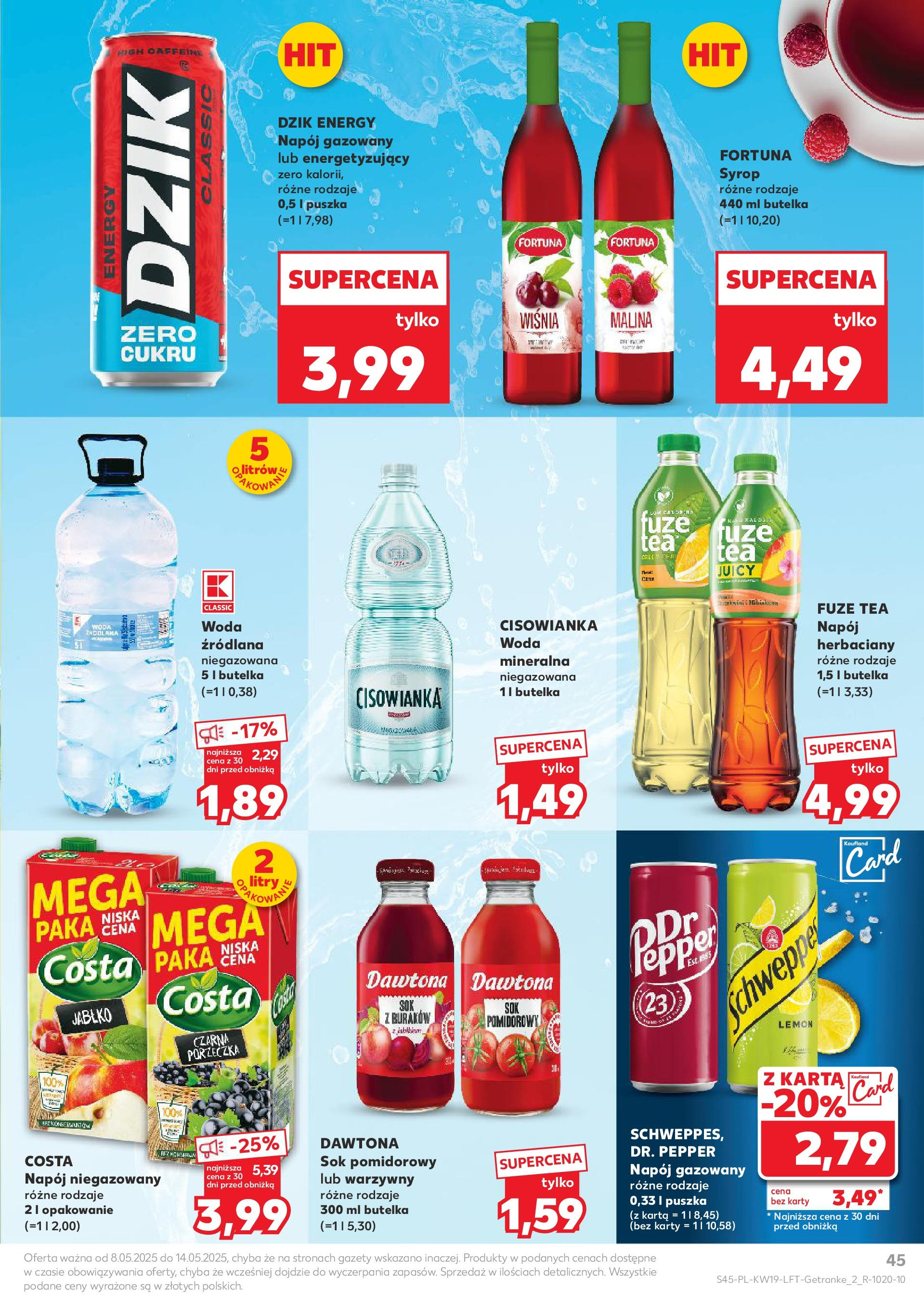 Kaufland gazetka (08.05.2025) - od jutra | Strona: 45 | Produkty: Syrop, Woda źródlana, Sok, Woda Kaufland gazetka od 08.05.2025 - od jutra PDF | Strona: 45 | Produkty: Syrop, Woda źródlana, Sok, Woda