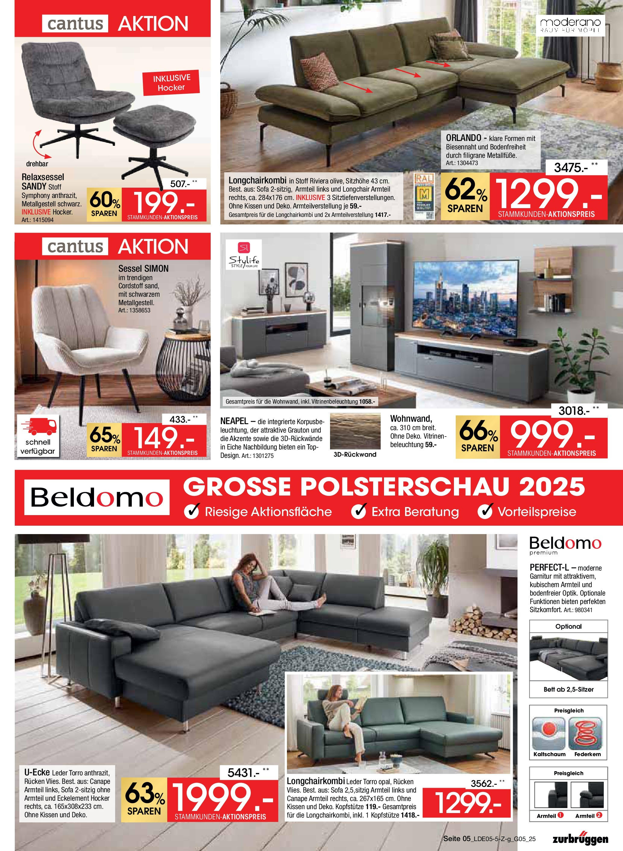 Zurbrüggen Mega-Event (ab 10.05.2025) zum Blättern | Seite: 5 | Produkte: Bett, Kissen, Sofa, Sessel Zurbrüggen Mega-Event (ab 10.05.2025) zum Blättern | Seite: 5 | Produkte: Bett, Kissen, Sofa, Sessel
