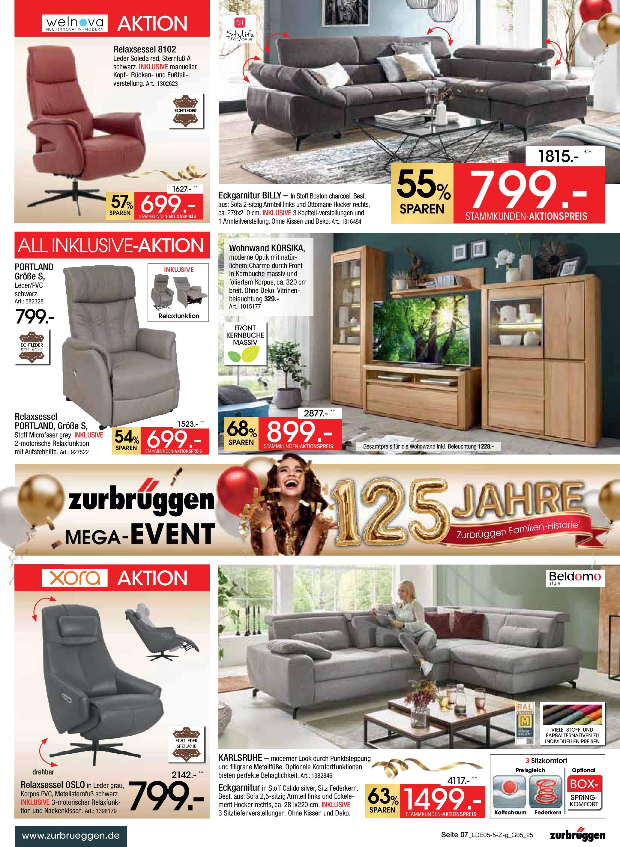 Zurbrüggen Mega-Event (ab 10.05.2025) zum Blättern | Seite: 7 | Produkte: Relaxsessel, Wohnwand, Kissen, Box Zurbrüggen Mega-Event (ab 10.05.2025) zum Blättern | Seite: 7 | Produkte: Relaxsessel, Wohnwand, Kissen, Box