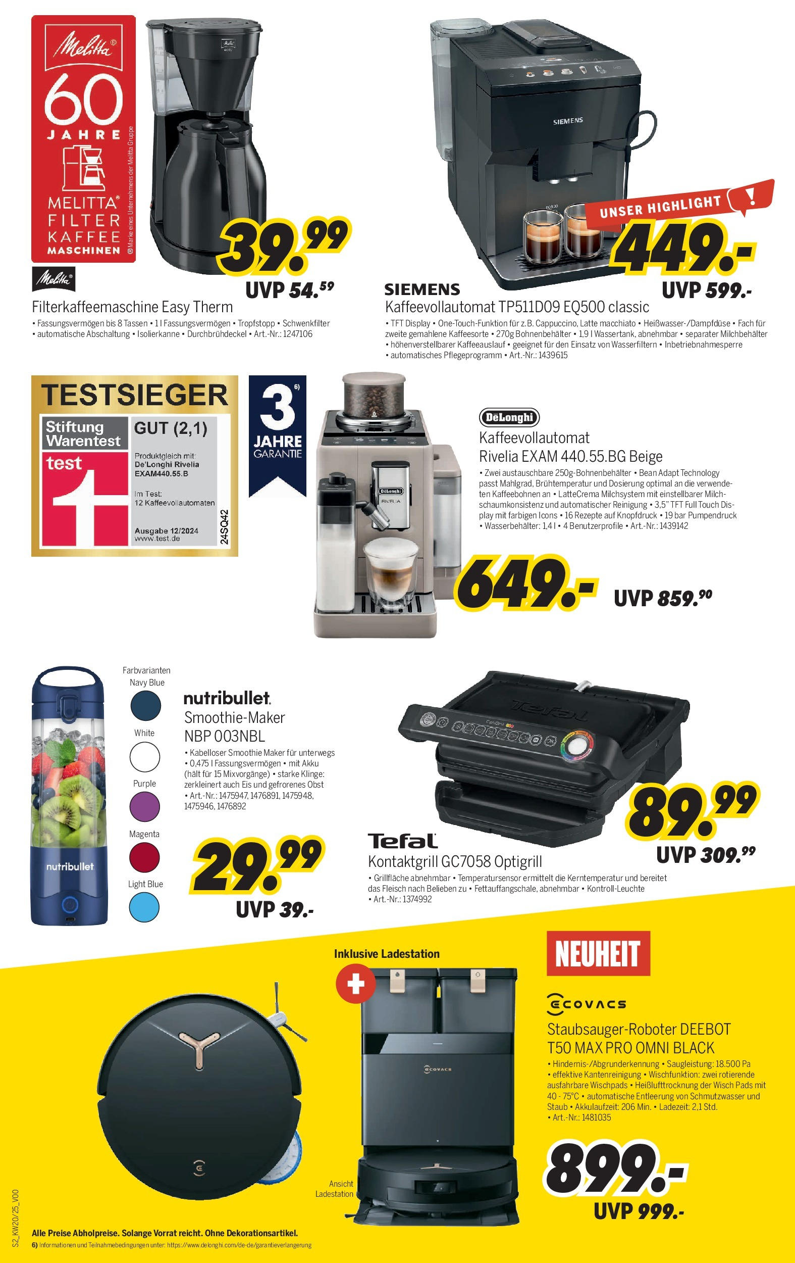 Medimax Prospekt 	 (ab 10.05.2025) zum Blättern | Seite: 2 | Produkte: Siemens, Melitta, Milch, Filterkaffeemaschine