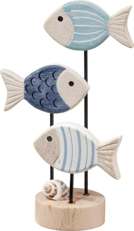 Dekorieren & Einrichten Holzaufsteller drei Fische, blau-natur