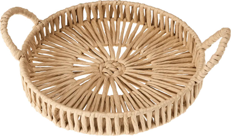 Dekorieren & Einrichten Tablett aus Bast, rund mit Henkeln (32 cm)