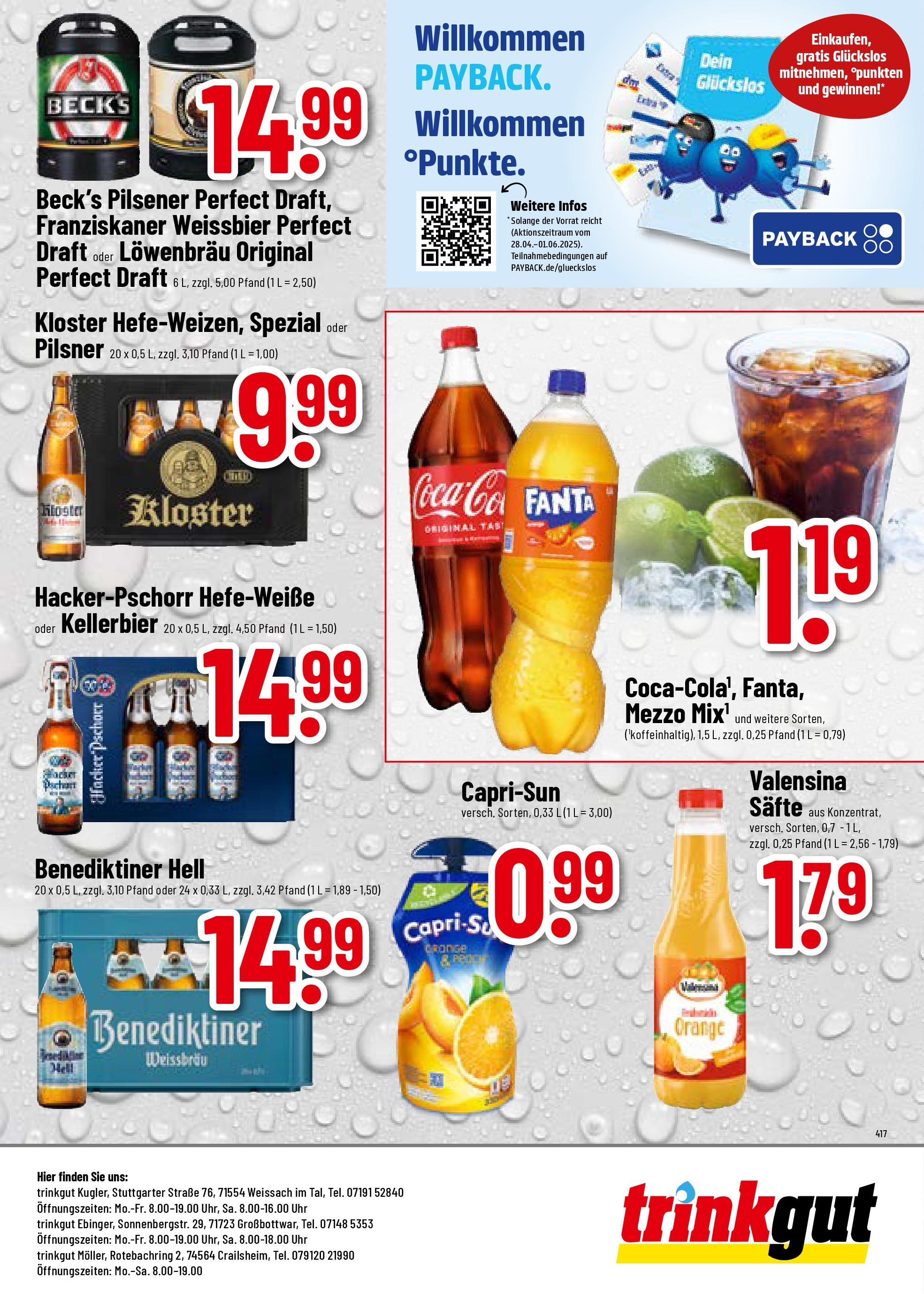 Trinkgut - trinkgut: Wochenangebote (ab 11.05.2025) » Angebote online | Seite: 8 | Produkte: Franziskaner, Fanta, Weißbier, Valensina