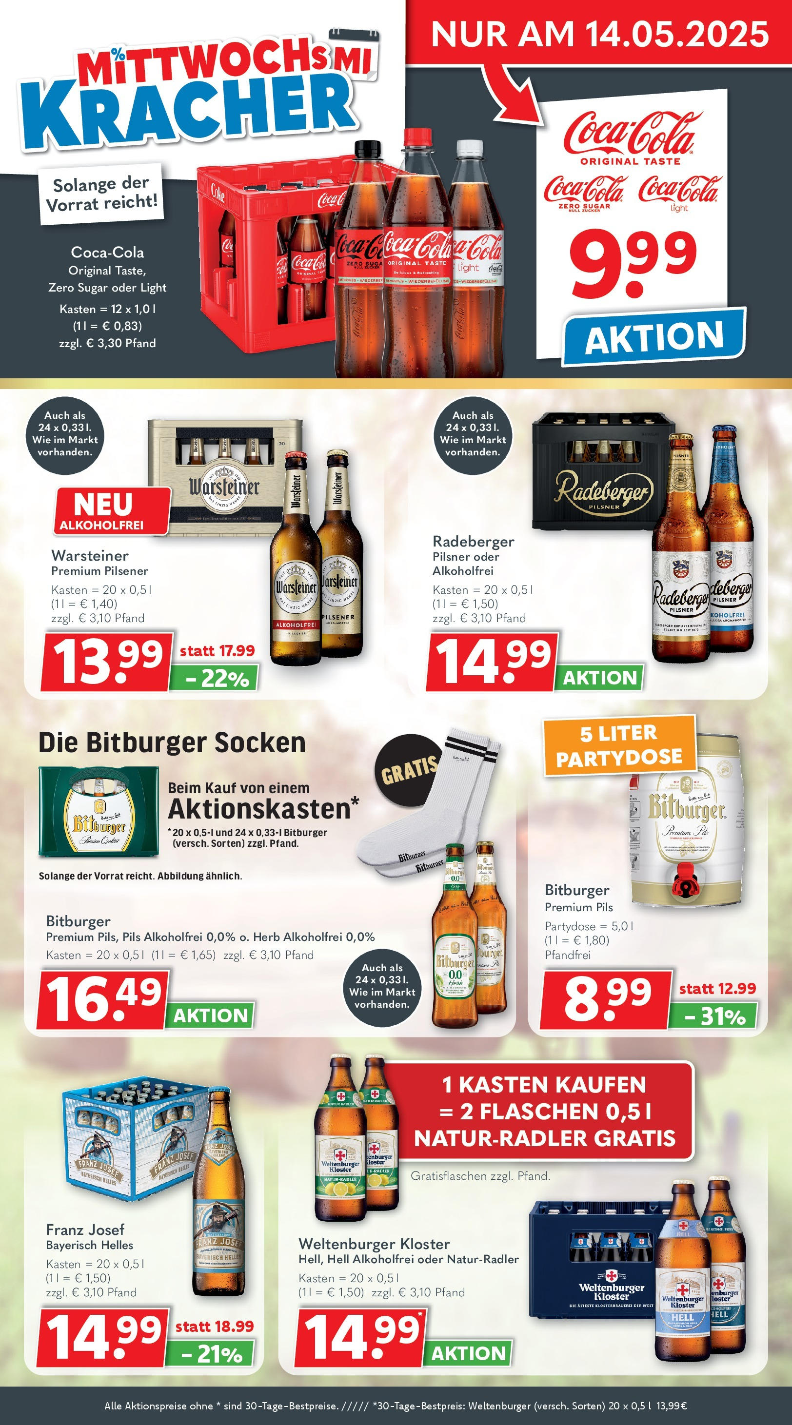 Getränkeland - Getränkeland: Getränkeangebote (ab 11.05.2025) zum Blättern | Seite: 2 | Produkte: Cola, Pils, Warsteiner, Socken