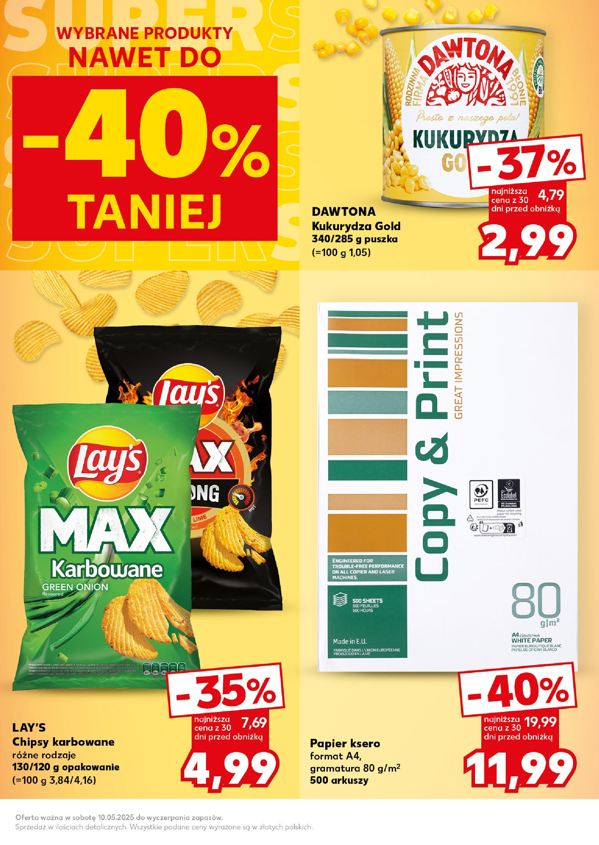 Kaufland gazetka - Super Sobota (10.05.2025) - od jutra | Strona: 5 | Produkty: Chipsy, Kukurydza, Papier ksero Kaufland gazetka - Super Sobota od 10.05.2025 - od jutra PDF | Strona: 5 | Produkty: Chipsy, Kukurydza, Papier ksero