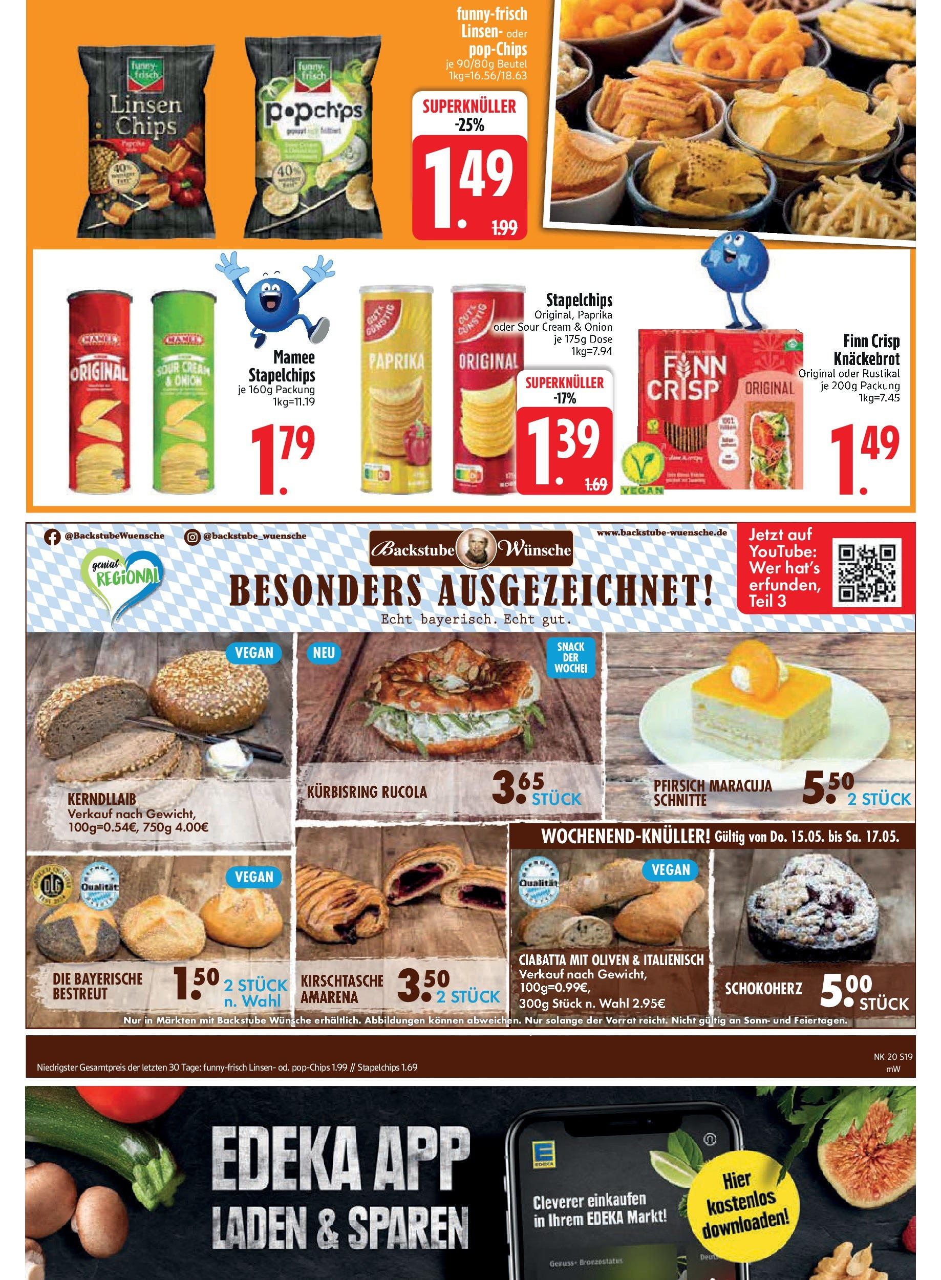 Edeka - EDEKA: Wochenangebote (ab 11.05.2025) » Angebote Online | Seite: 19 | Produkte: Funny frisch, Paprika, Pfirsich, Chips Edeka - EDEKA: Wochenangebote (ab 11.05.2025) » Angebote Online | Seite: 19 | Produkte: Funny frisch, Paprika, Pfirsich, Chips