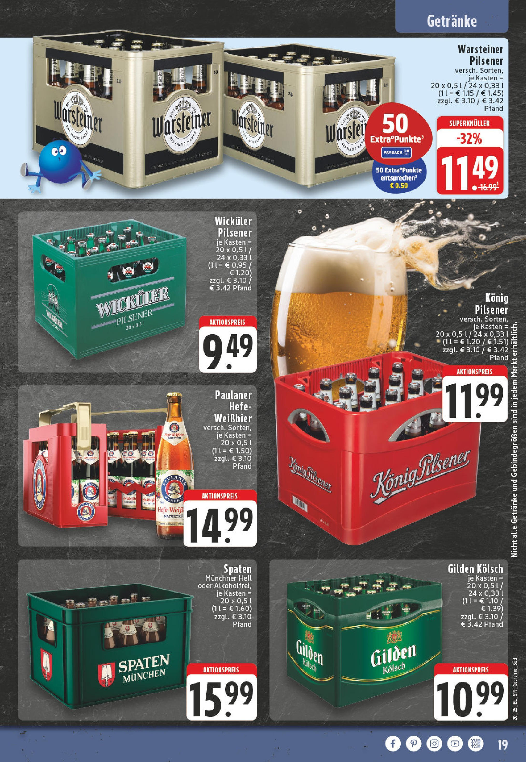 Edeka - EDEKA: Wochenangebote (ab 11.05.2025) » Angebote Online | Seite: 19 | Produkte: Weißbier, Hefe weissbier, Warsteiner, Paulaner Edeka - EDEKA: Wochenangebote (ab 11.05.2025) » Angebote Online | Seite: 19 | Produkte: Weißbier, Hefe weissbier, Warsteiner, Paulaner