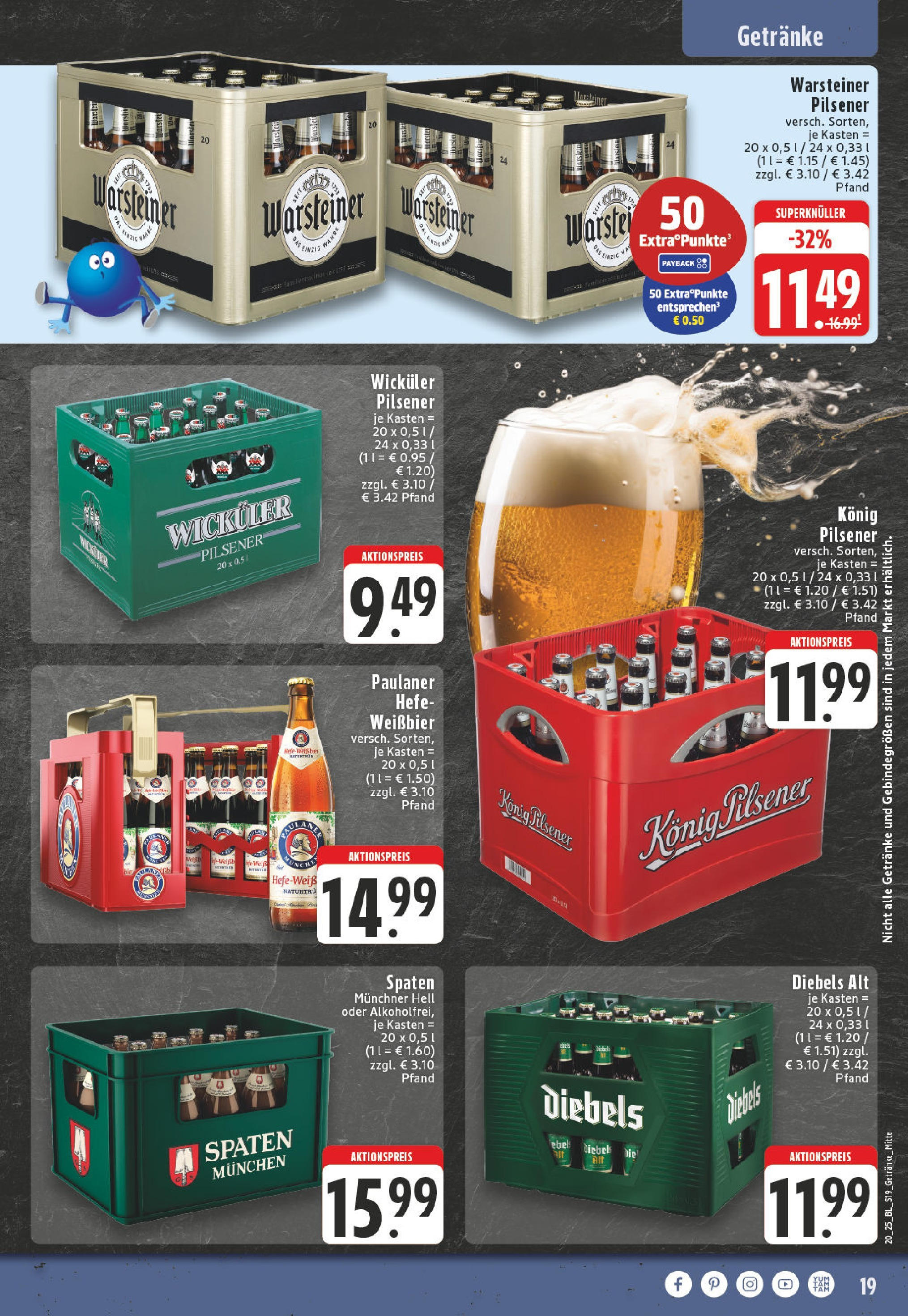 Edeka - EDEKA: Wochenangebote (ab 11.05.2025) » Angebote Online | Seite: 19 | Produkte: Konig pilsener, Weißbier, Hefe weissbier, Paulaner Edeka - EDEKA: Wochenangebote (ab 11.05.2025) » Angebote Online | Seite: 19 | Produkte: Konig pilsener, Weißbier, Hefe weissbier, Paulaner