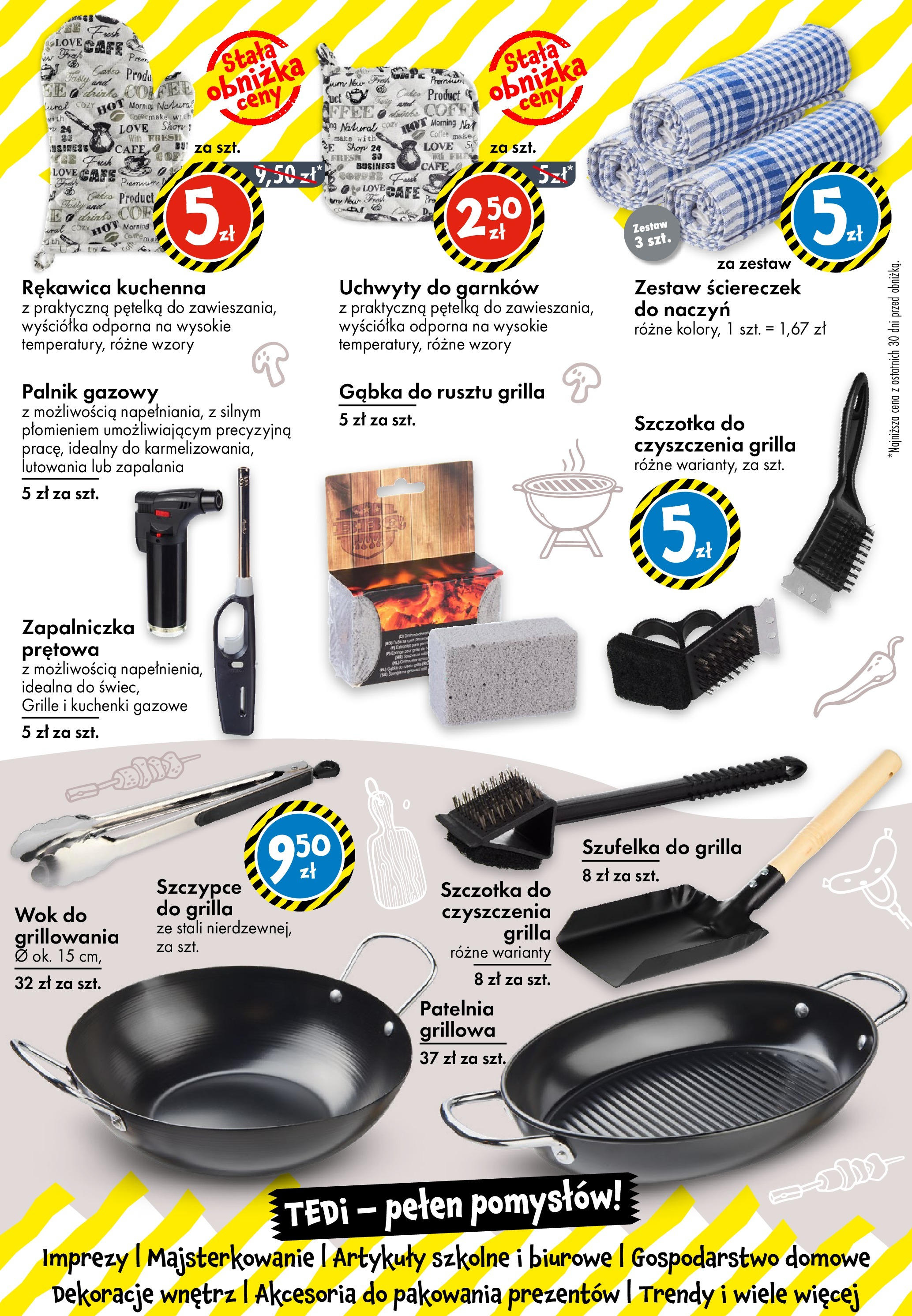 TEDi Gazetka od (09.05.2025 - 17.05.2025) | Strona: 12 | Produkty: Grill, Szczotka, Gąbka, Artykuły szkolne