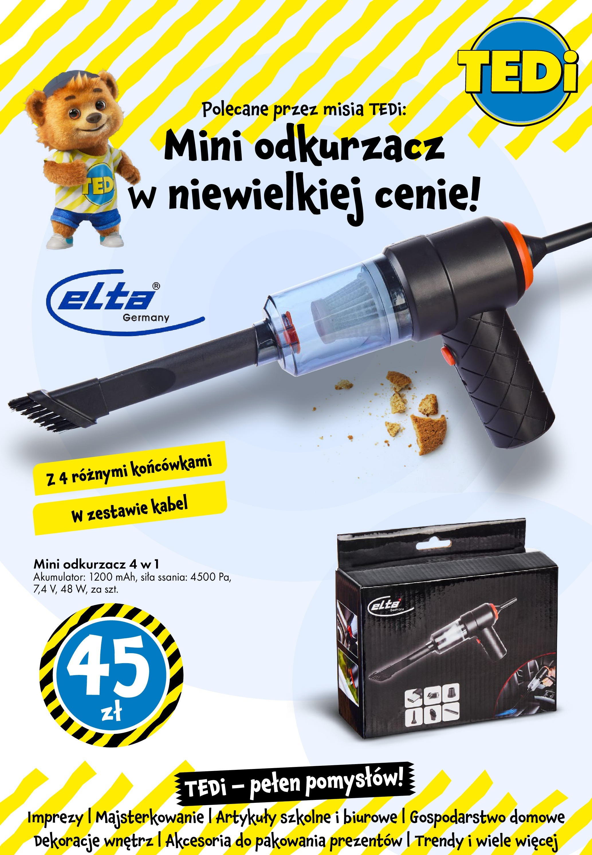 TEDi Gazetka od (09.05.2025 - 17.05.2025) | Strona: 19 | Produkty: Kabel, Odkurzacz, Cleaner, Artykuły szkolne