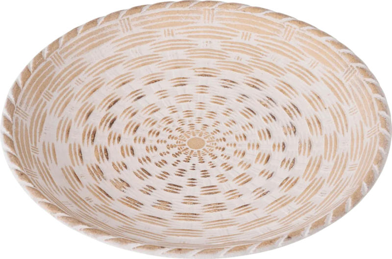 Dekorieren & Einrichten Holzteller mit Muster, weiß-beige