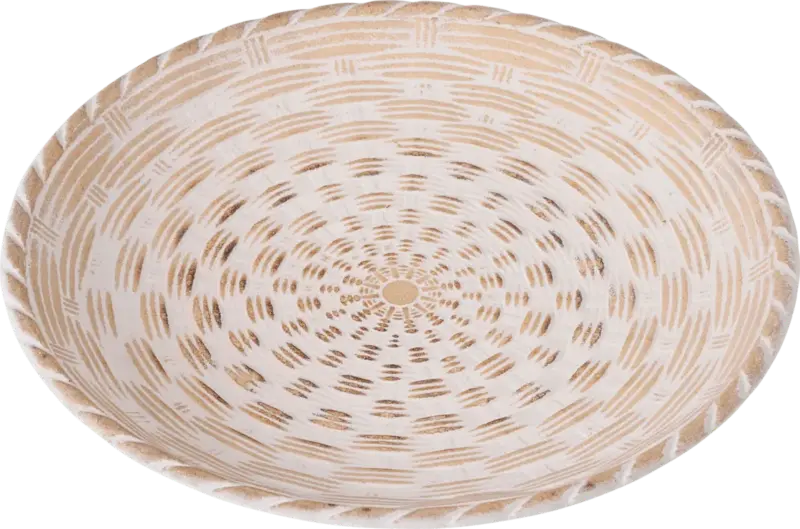 Dekorieren & Einrichten Holzteller mit Muster, weiß-beige