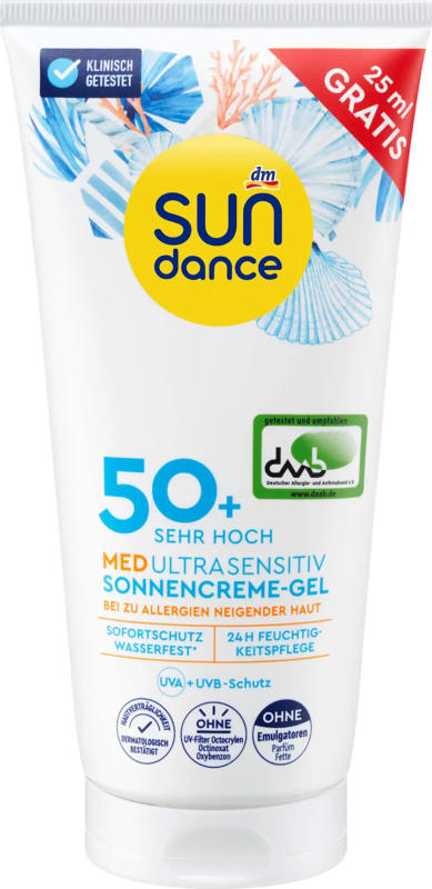 SUNDANCE Sonnencreme Gel MED ultra sensitiv LSF 50+, Überfüller