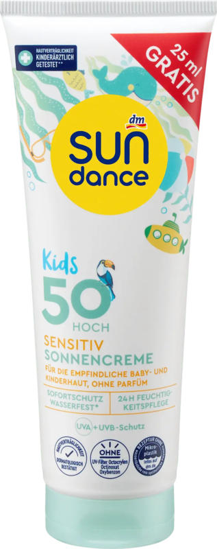 SUNDANCE Sonnencreme Kids sensitive, LSF 50, Überfüller