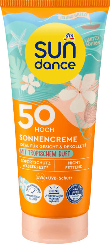 SUNDANCE Sonnencreme Gesicht mit tropischem Duft, island breeze, LSF 50