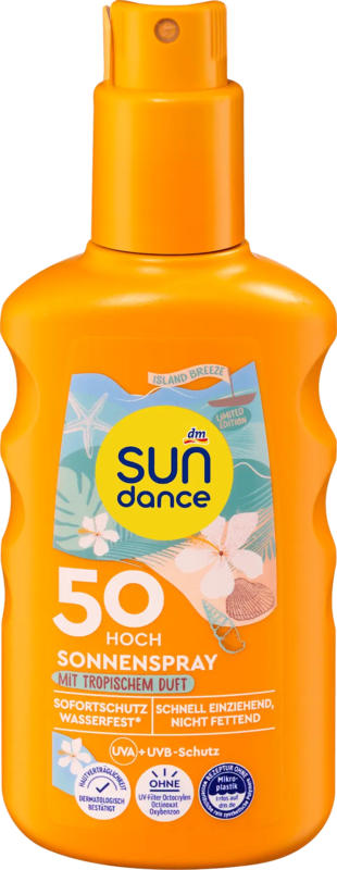 SUNDANCE Sonnenspray mit tropischem Duft, island breeze LSF 50