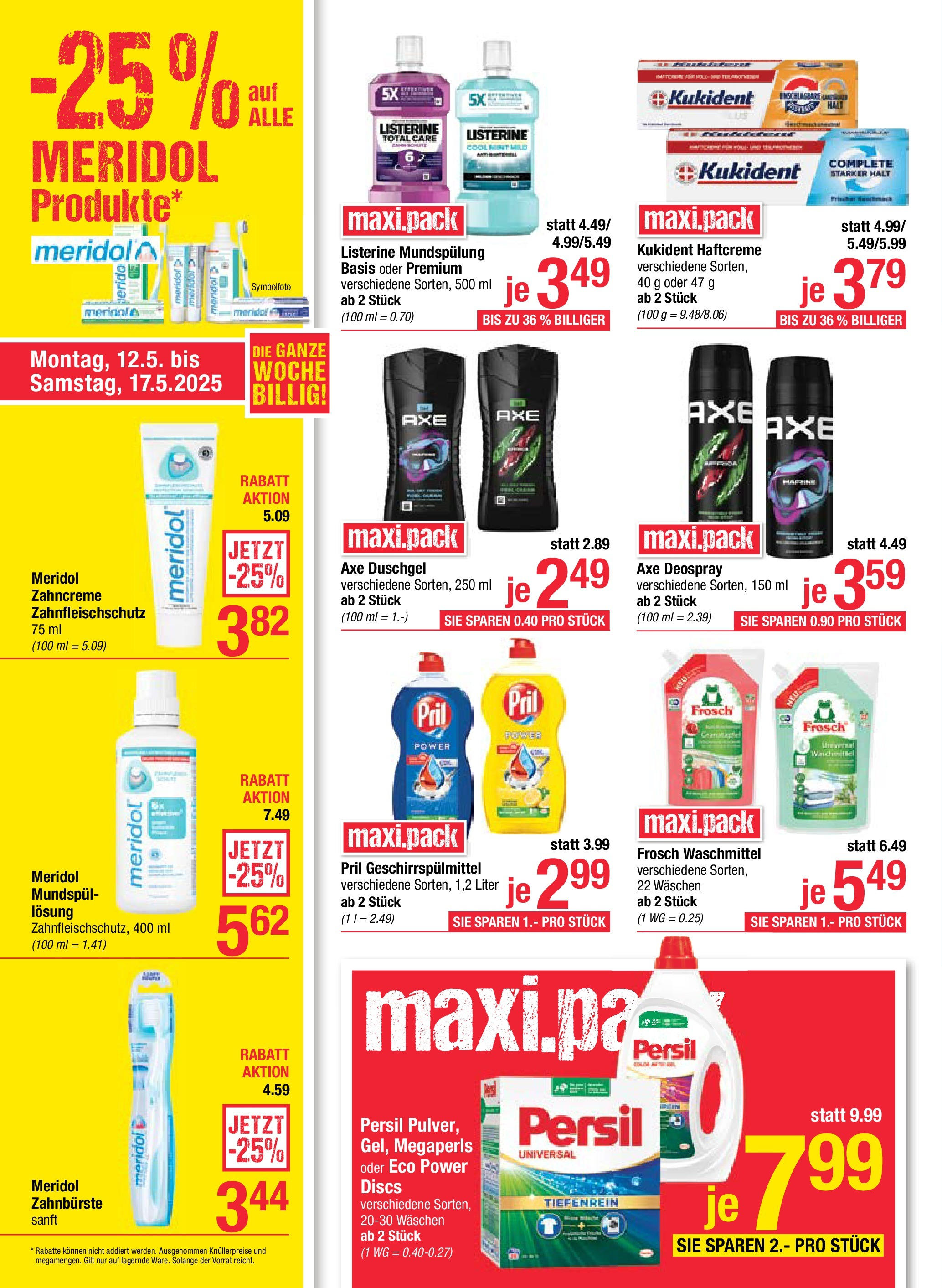 Maximarkt - Maximarkt: Flugblatt (11.05.2025) || Aktuelle Angebote | Seite: 16 | Produkte: Geschirrspülmittel, Duschgel, Zahnbürste, Waschmittel Maximarkt - Maximarkt: Flugblatt von 11.05.2025 - Aktuelle Angebote | Seite: 16 | Produkte: Geschirrspülmittel, Duschgel, Zahnbürste, Waschmittel
