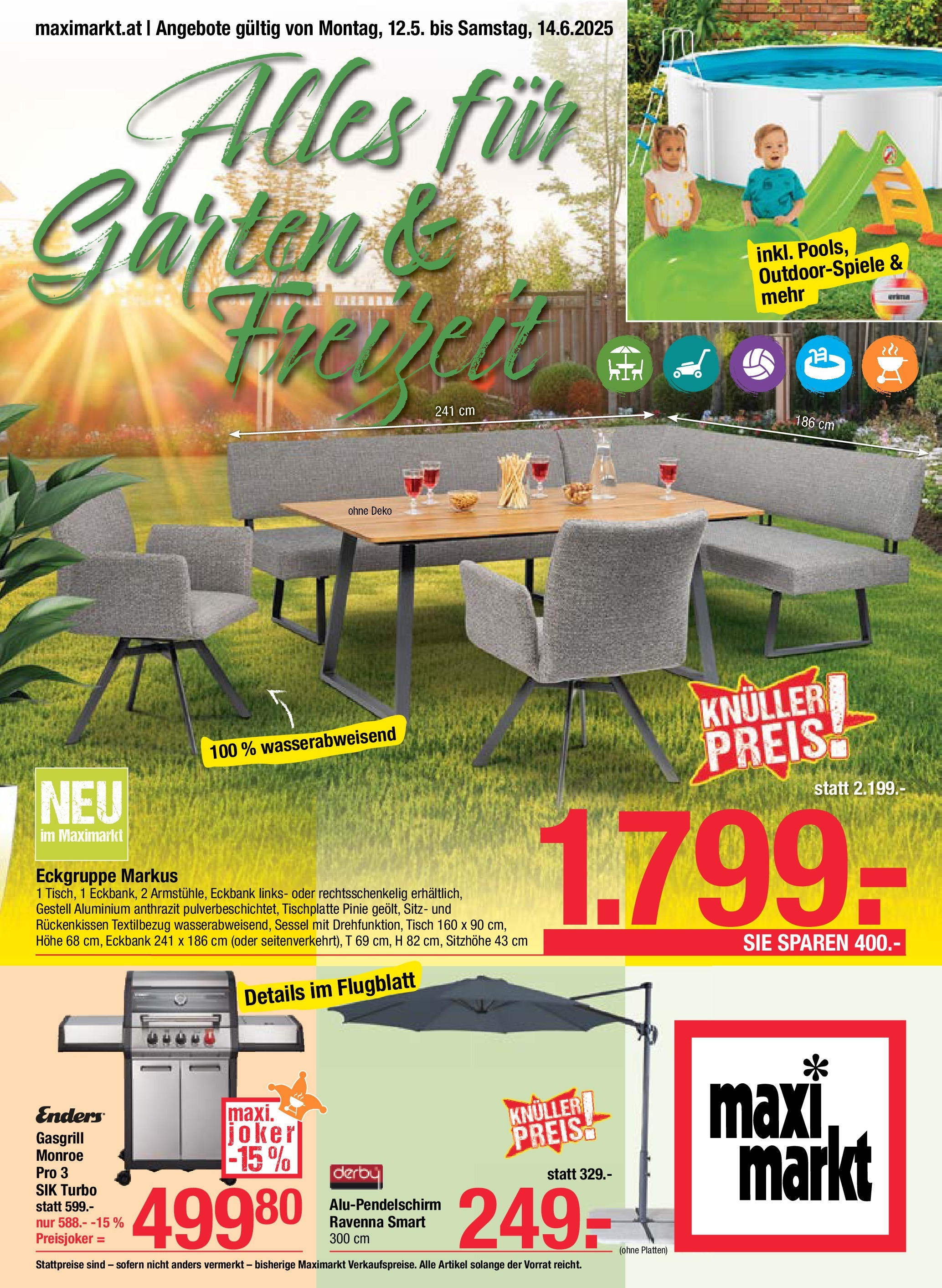 Maximarkt - Maximarkt: Gartenkatalog (11.05.2025) || Aktuelle Angebote | Seite: 1 | Produkte: Sessel, Tisch Maximarkt - Maximarkt: Gartenkatalog von 11.05.2025 - Aktuelle Angebote | Seite: 1 | Produkte: Sessel, Tisch