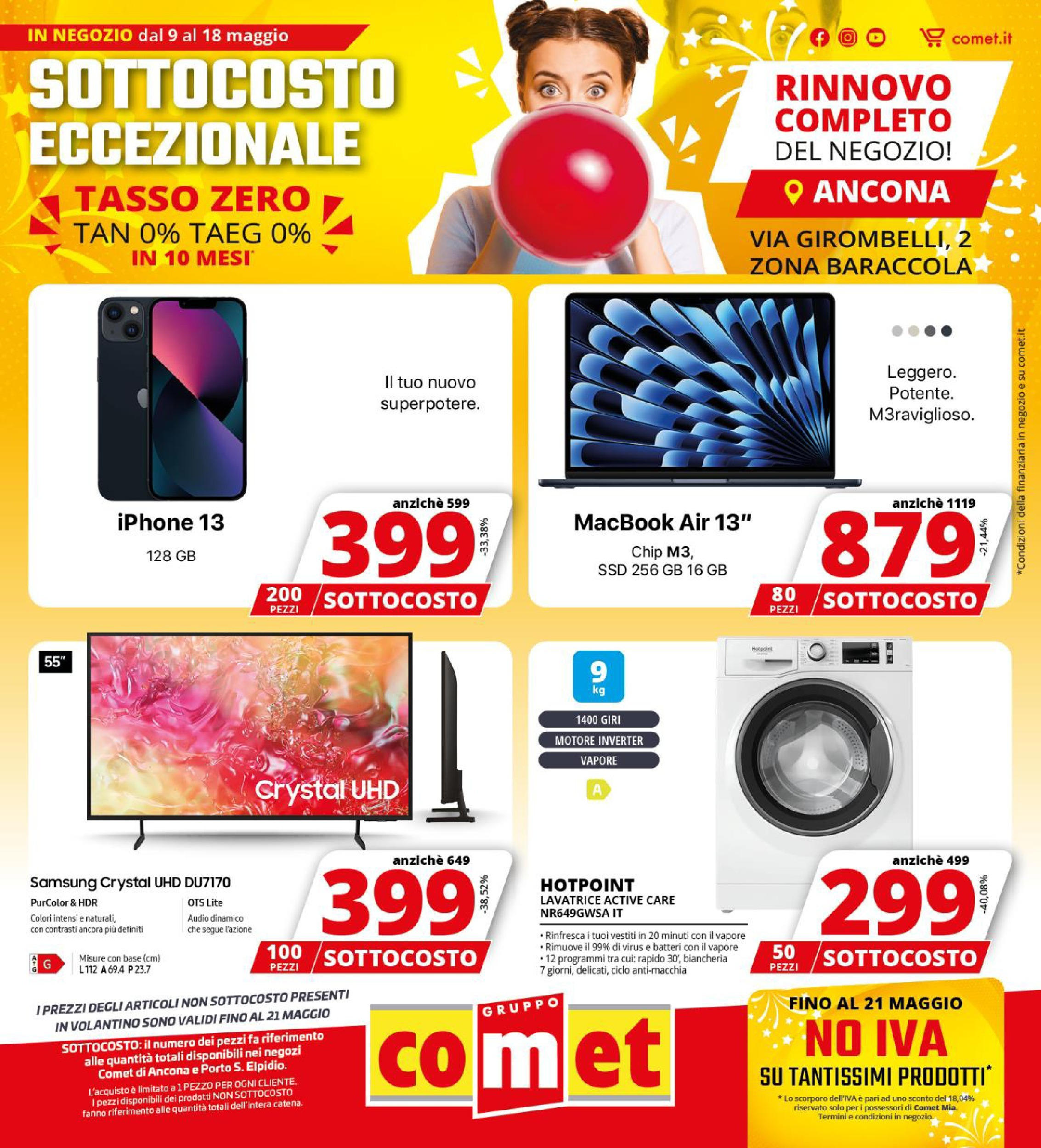 Volantino Comet valido da 08/05/2025 numero di pagina 1 Anteprima dell'opuscolo SOTTOCOSTO da Comet Ancona! dal negozio Comet valido da 08/05/2025